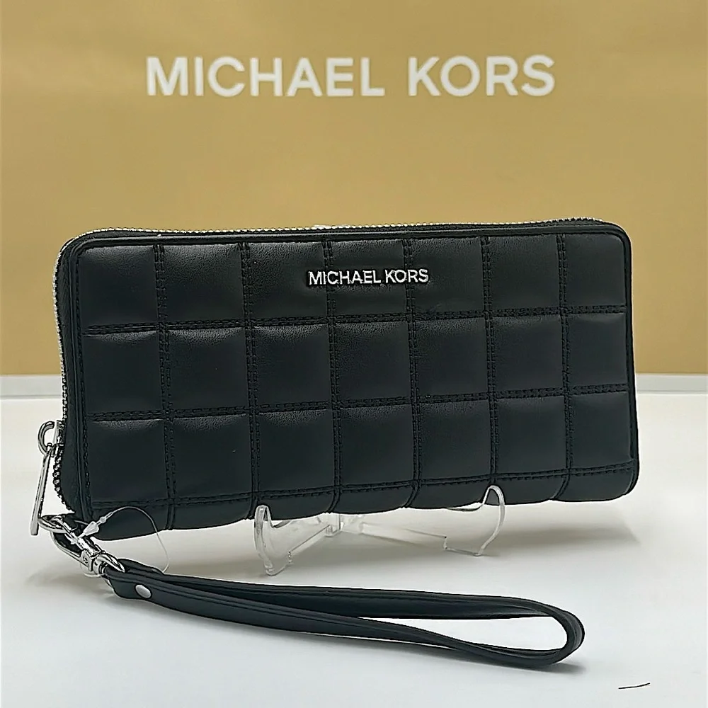 MICHAEL KORS Continental Wristlet Phone Case Wallet Black  NWT